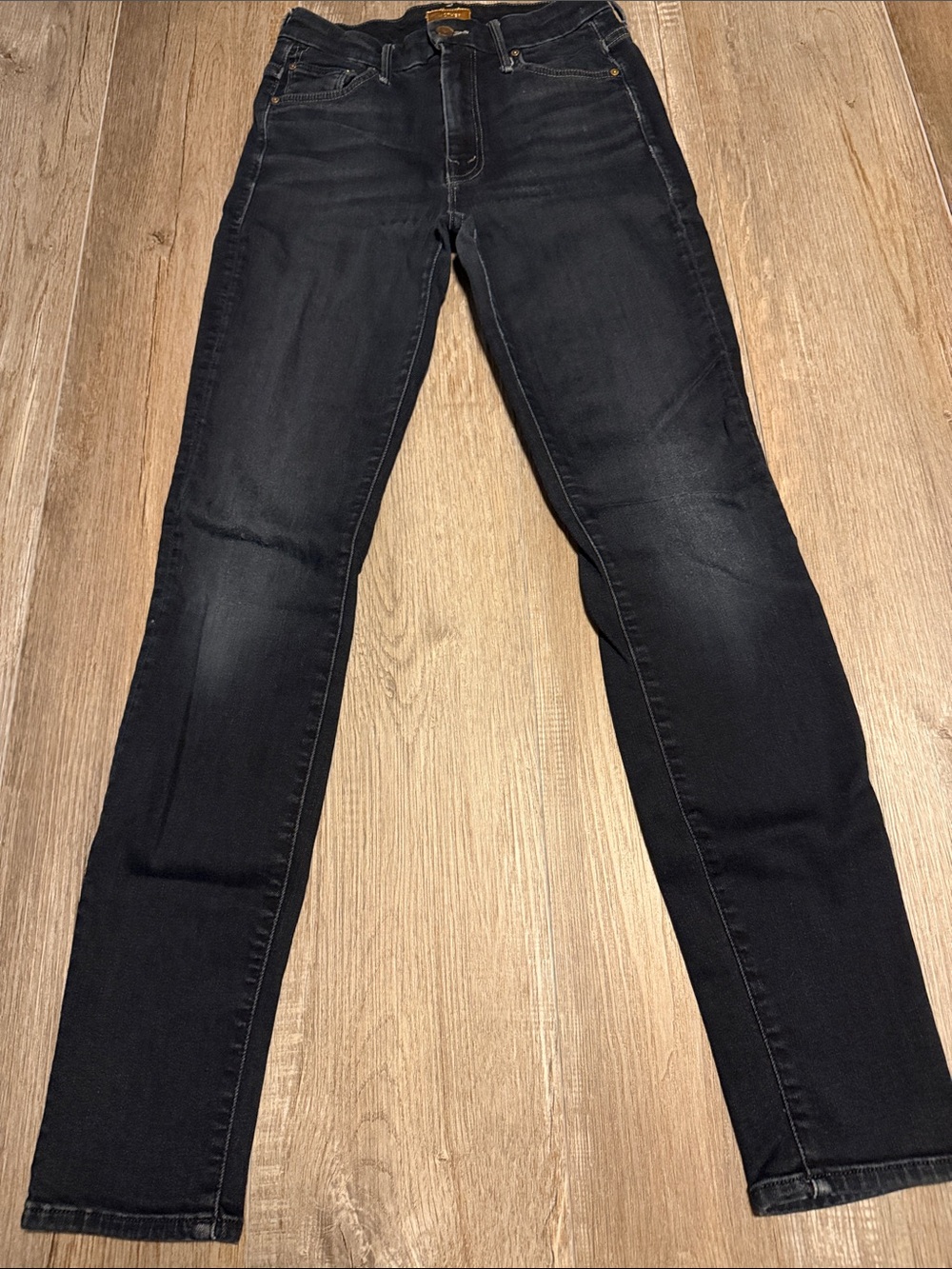 Mother High Waisted Looker jeans in a dark wash denim
